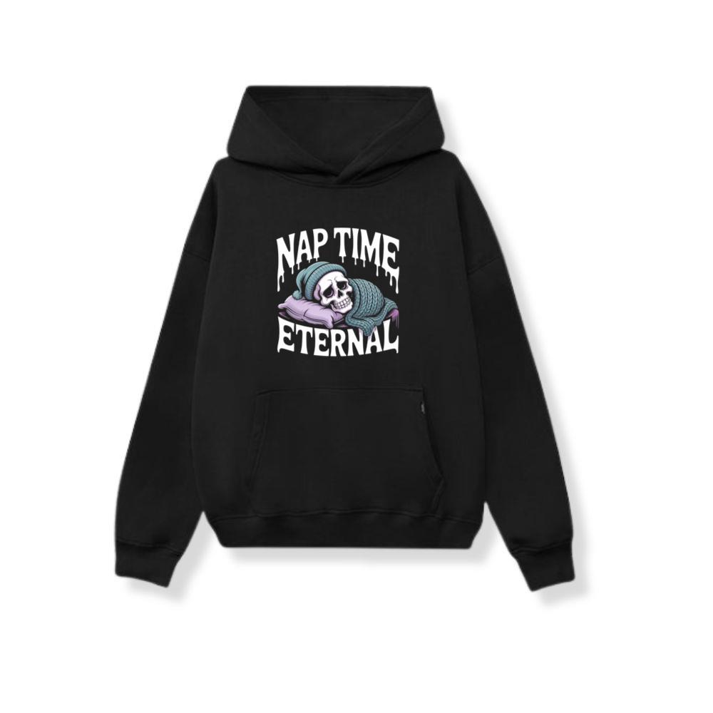 Nap Time Eternal Skeleton Sleeping Retro Design Hoodie