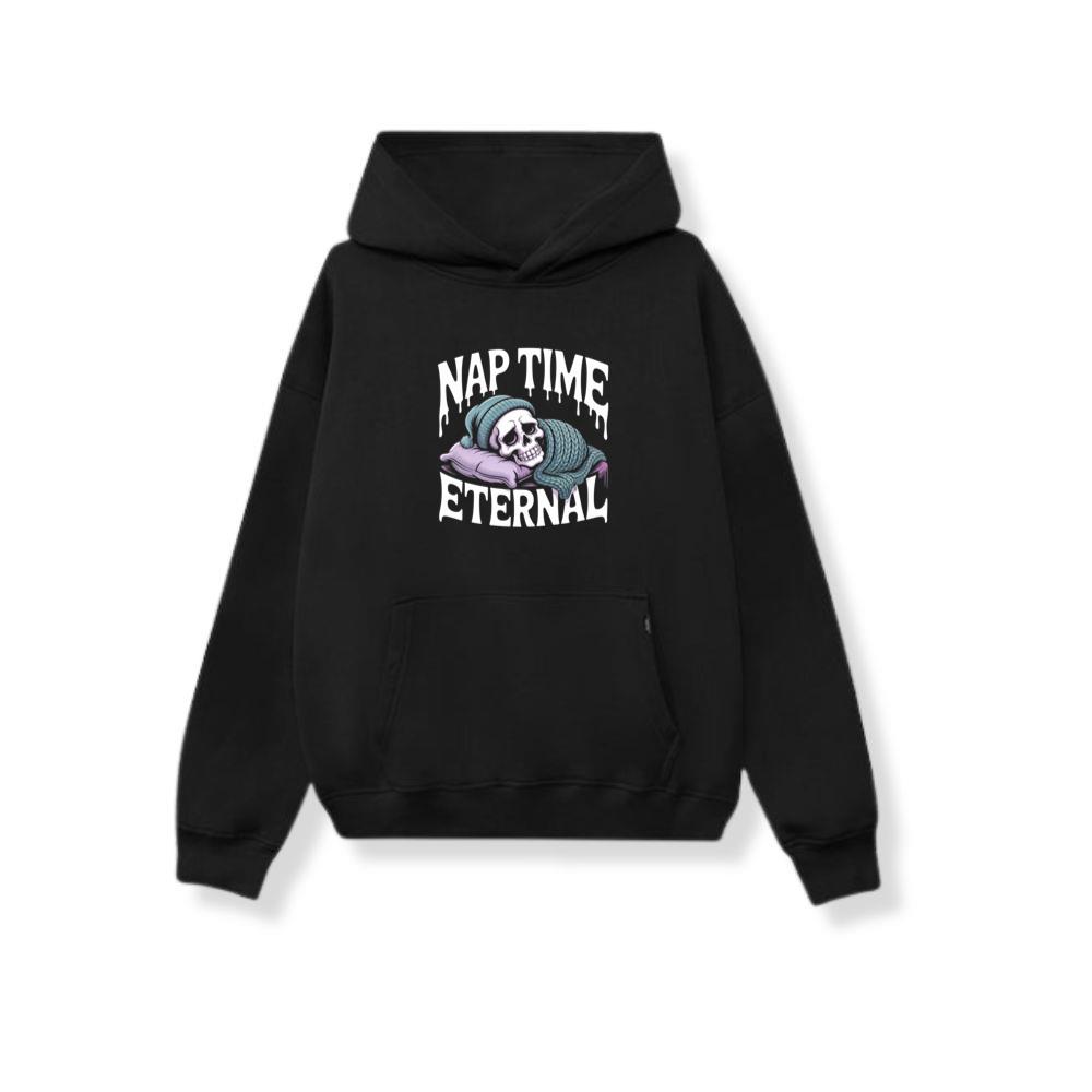 Nap Time Eternal Skeleton Sleeping Retro Design Hoodie