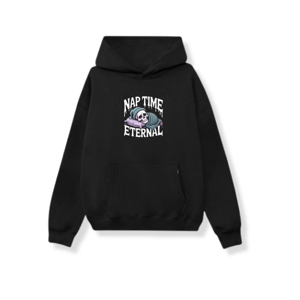 Nap Time Eternal Skeleton Sleeping Retro Design Hoodie