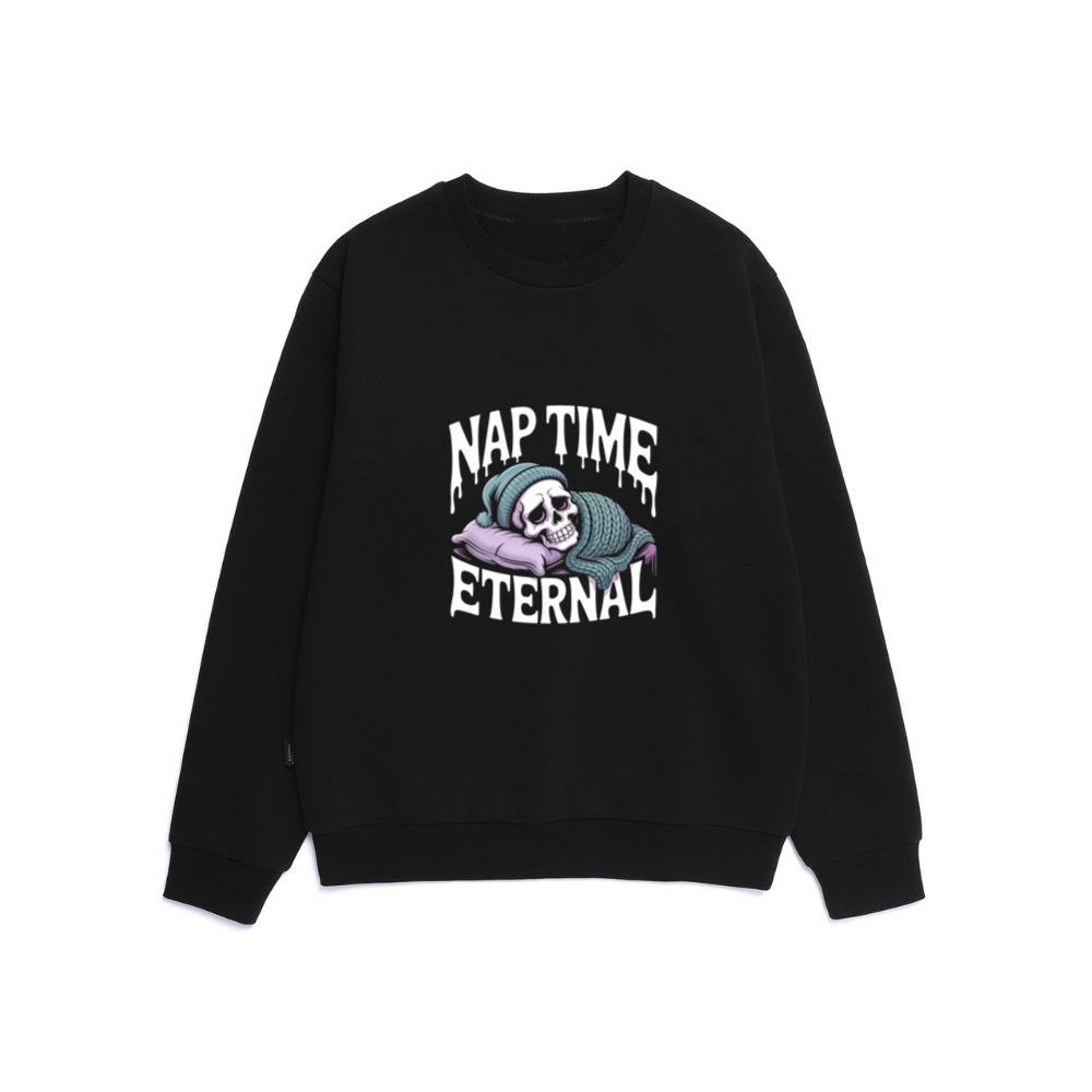 Nap Time Eternal Skeleton Sleeping Retro Design Sweatshirt