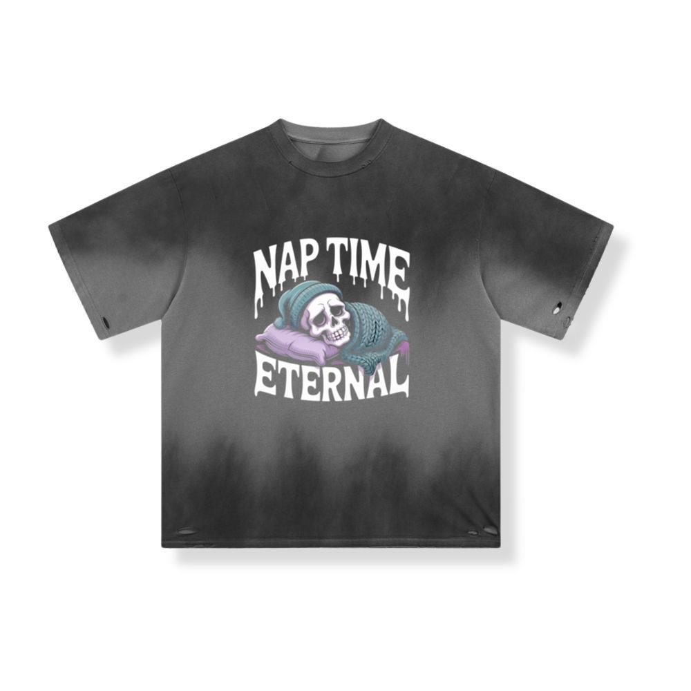 Nap Time Eternal Skeleton Sleeping Retro Design T-Shirt