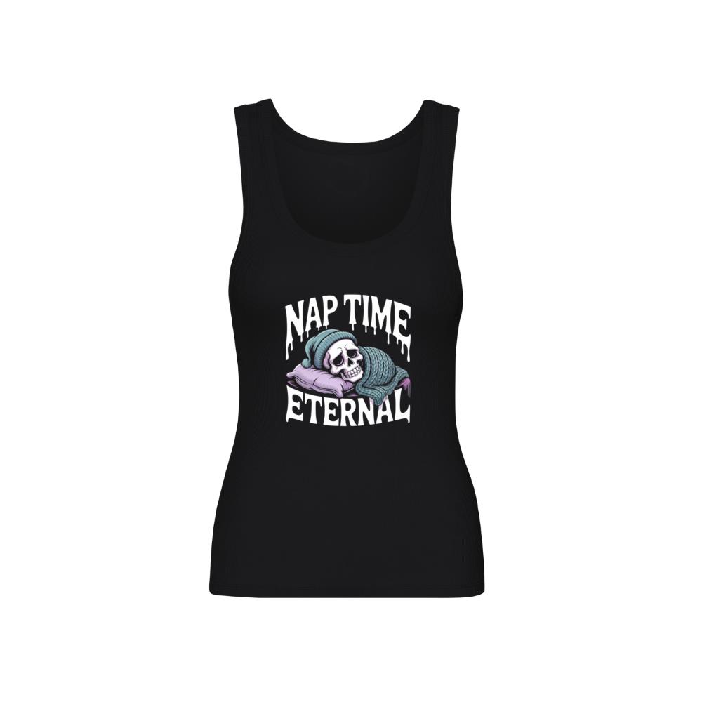Nap Time Eternal Skeleton Sleeping Retro Design Tank Top