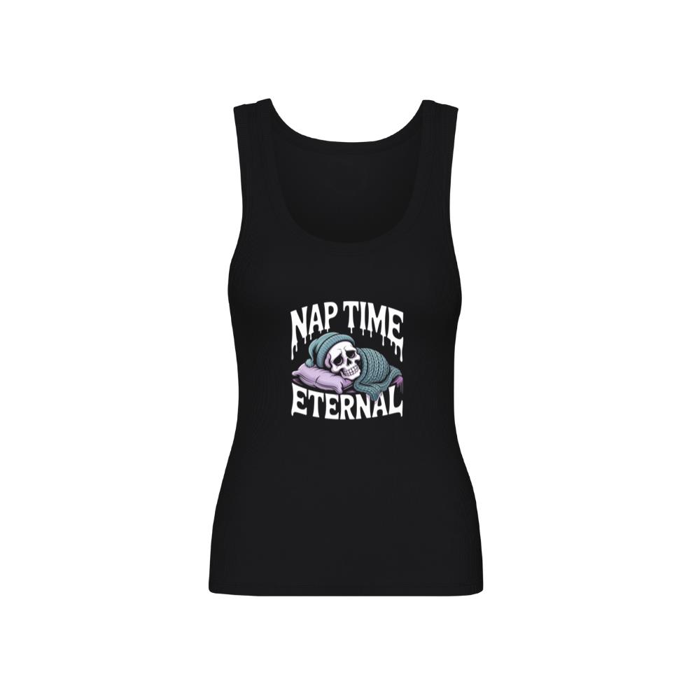 Nap Time Eternal Skeleton Sleeping Retro Design TankTop 