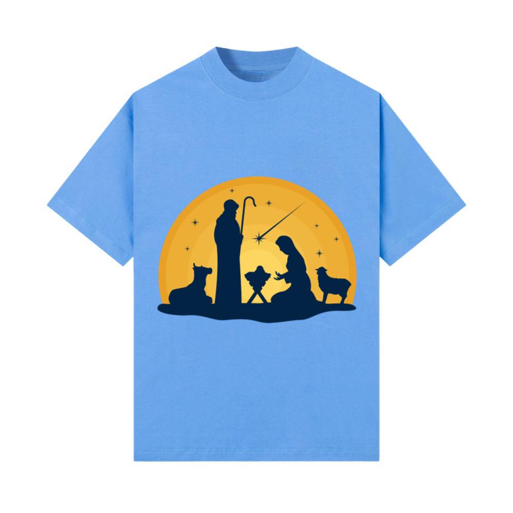 nativity manger in silhouette mary joseph and anim T-Shirt