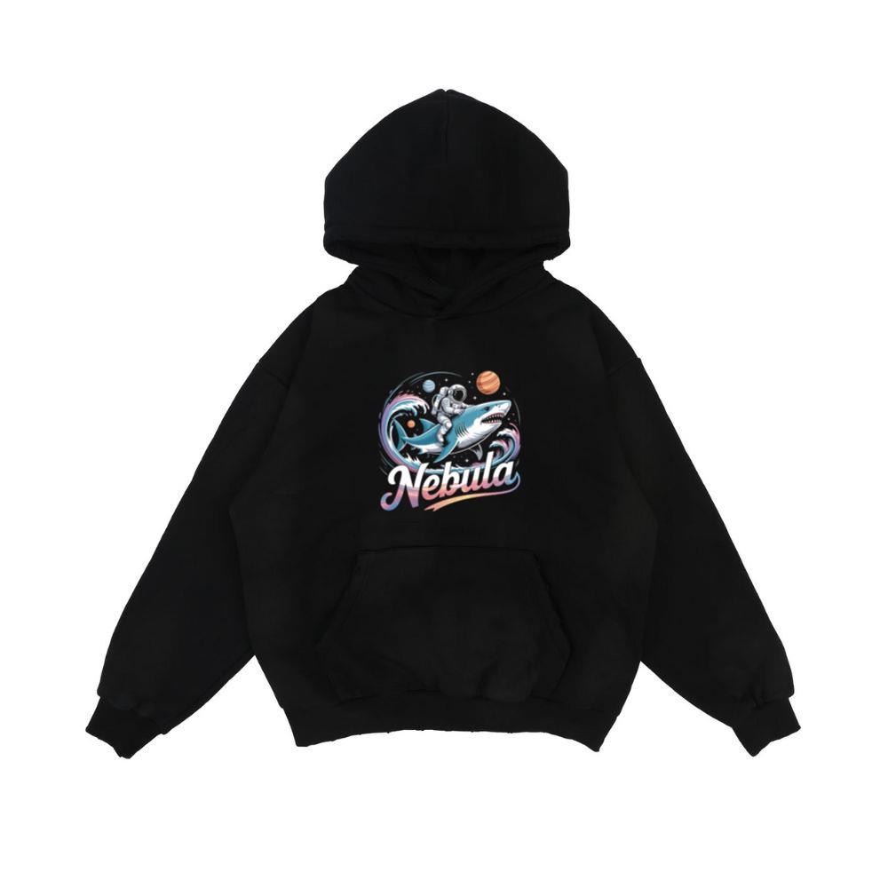 Nebula Astronaut Shark Space Graphic Hoodie