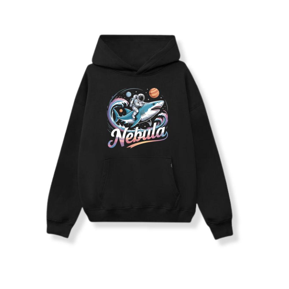 Nebula Astronaut Shark Space Graphic Hoodie