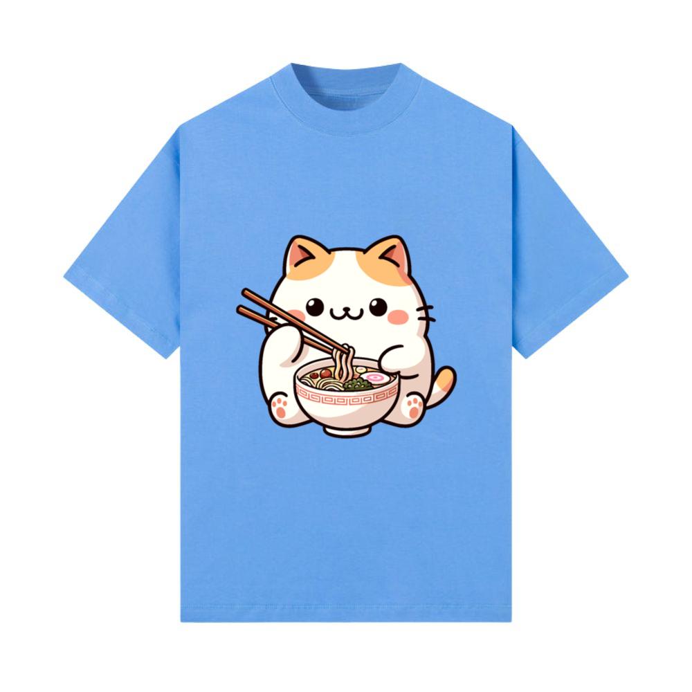 Neko Cat Eating Ramen Noodles Anime T-Shirt