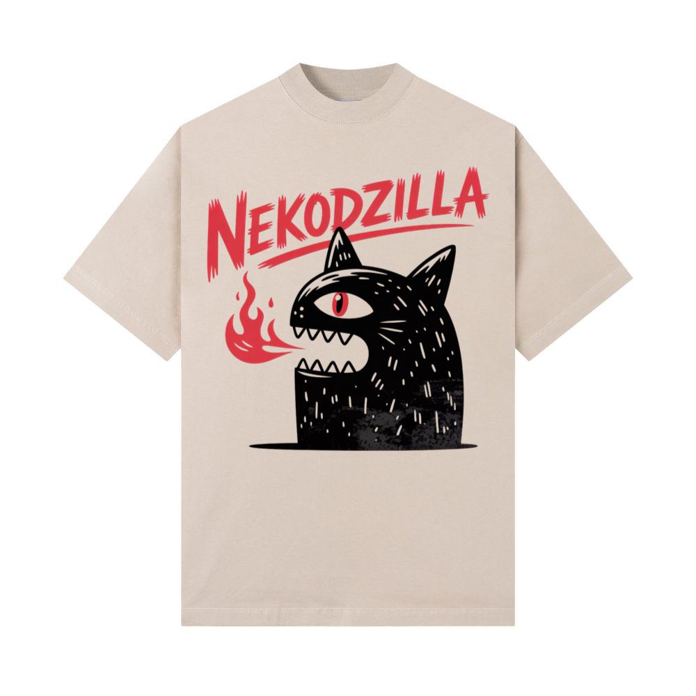 Nekodzilla Cat Monster Japanese Style Retro Graphic T-Shirt - Image 3