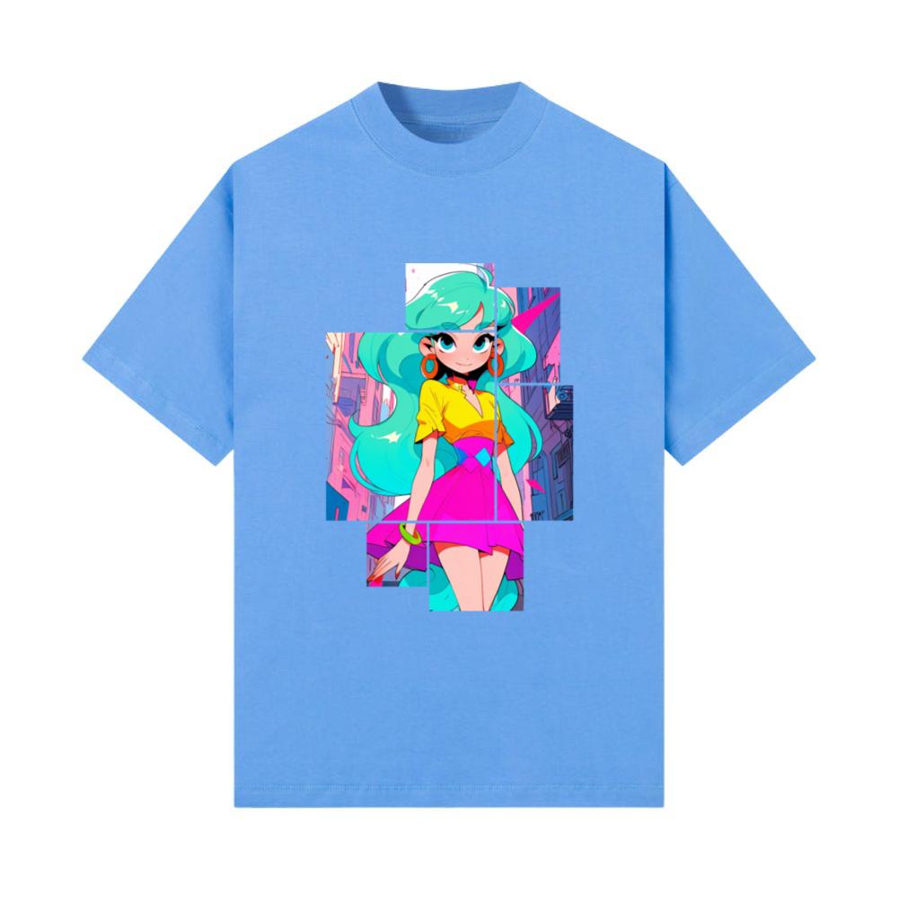 Neon-Colored Anime Girl T-Shirt
