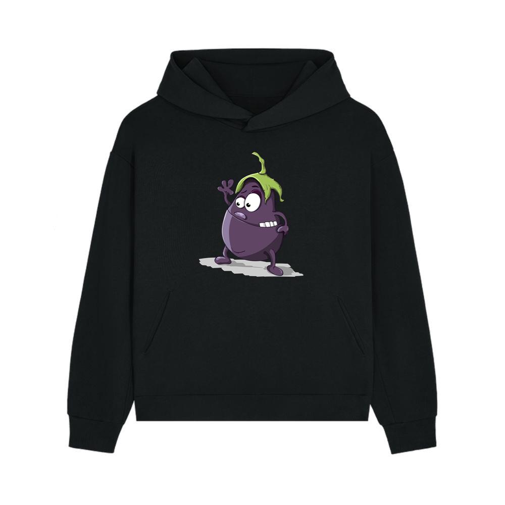 Nervous Purple Cartoon Eggplant Hoodie
