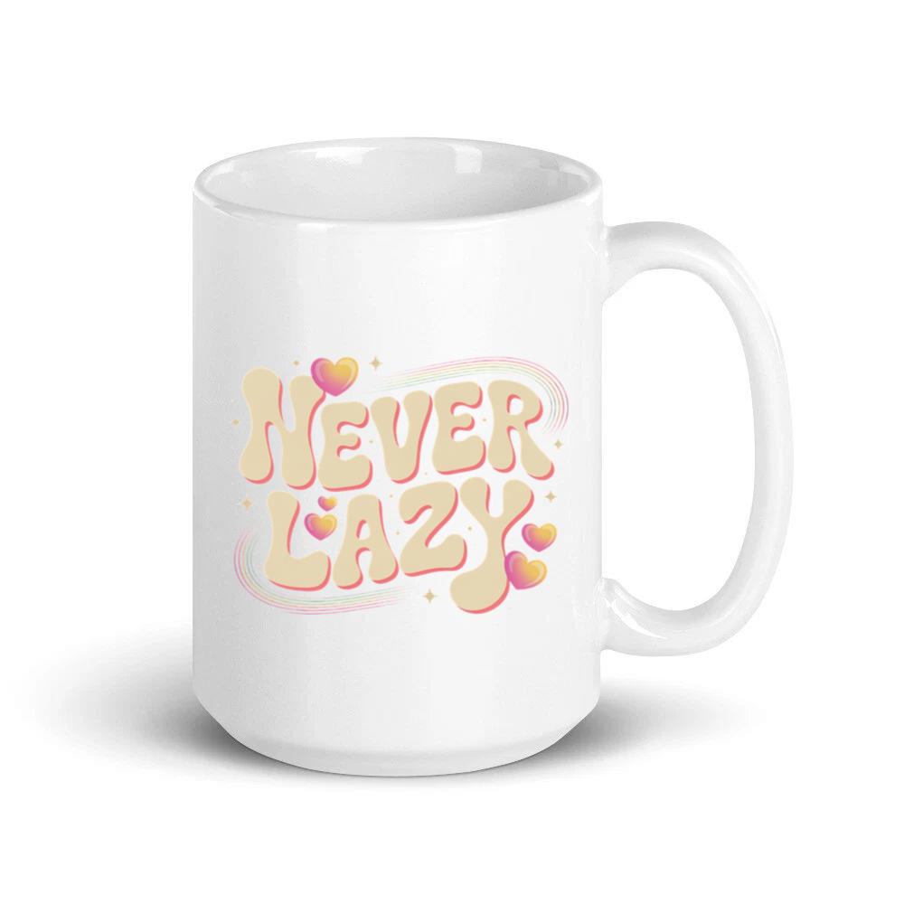 Never Lazy Retro Bold Text Graphic Mug