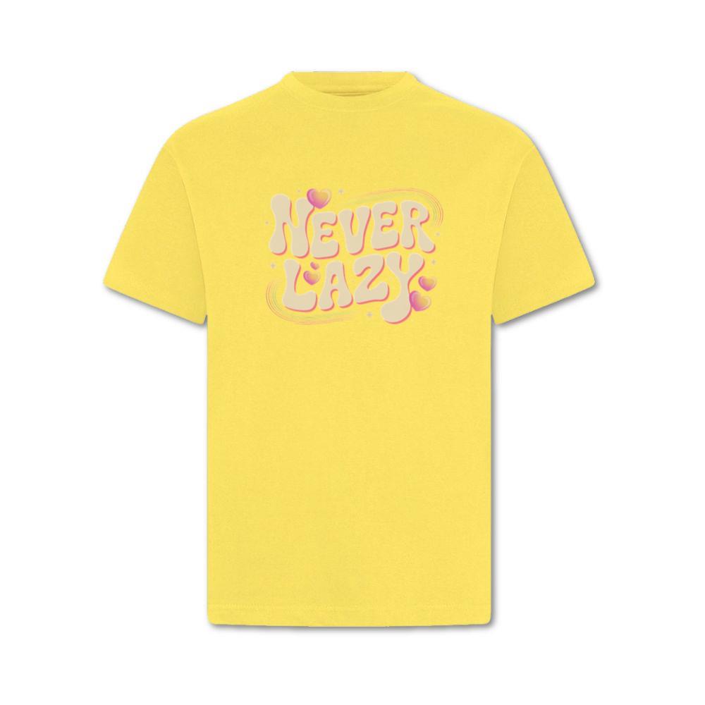 Never Lazy Retro Bold Text Graphic T-Shirt