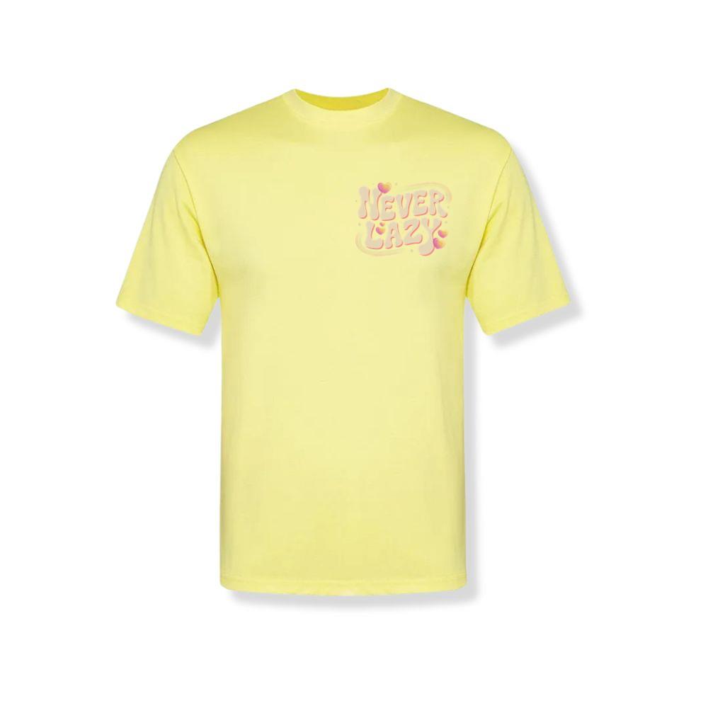 Never Lazy Retro Bold Text Graphic T-Shirt