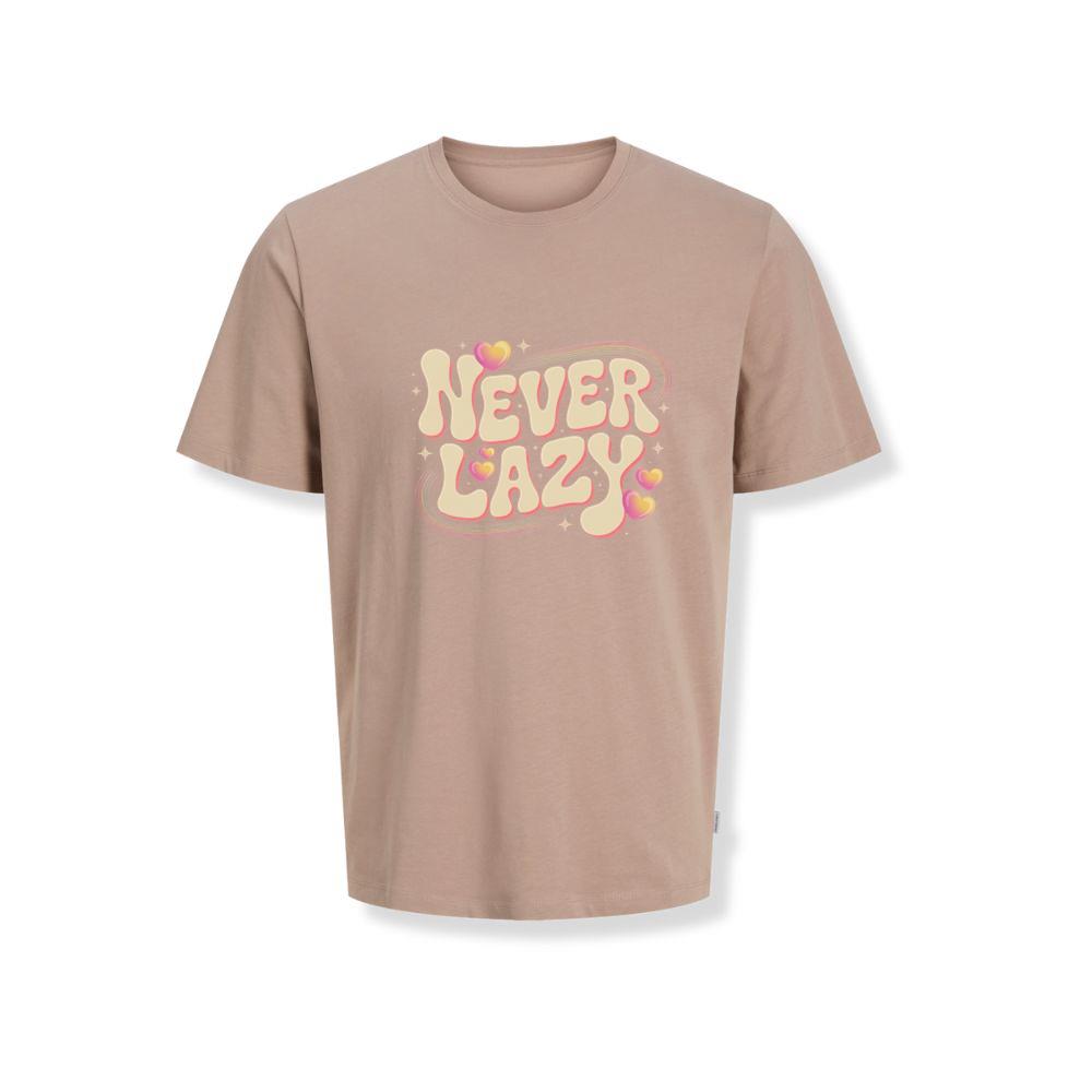 Never Lazy Retro Bold Text Graphic T-Shirts