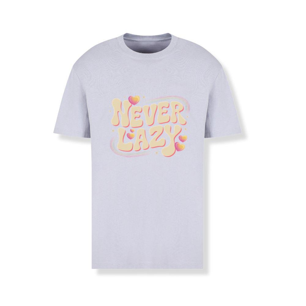 Never Lazy Retro Bold Text Graphic T-Shirts
