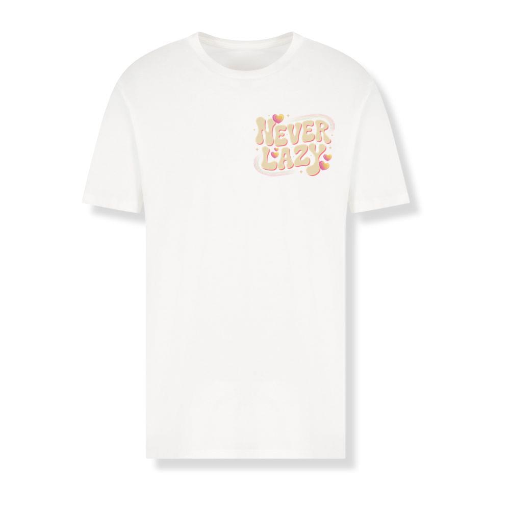 Never Lazy Retro Bold Text Graphic T-Shirts