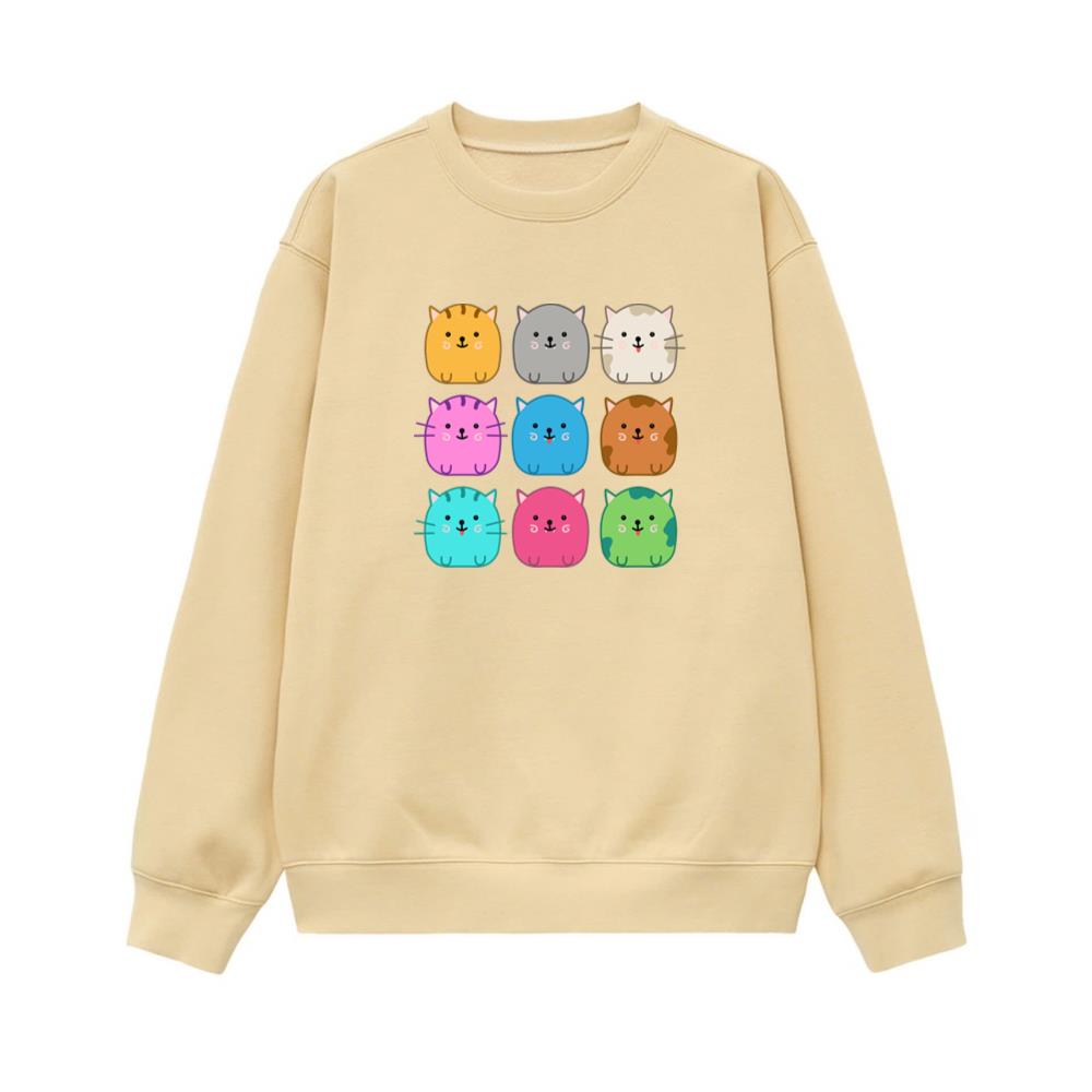 Nine Chubby Cartoon Cats Sweatshirt