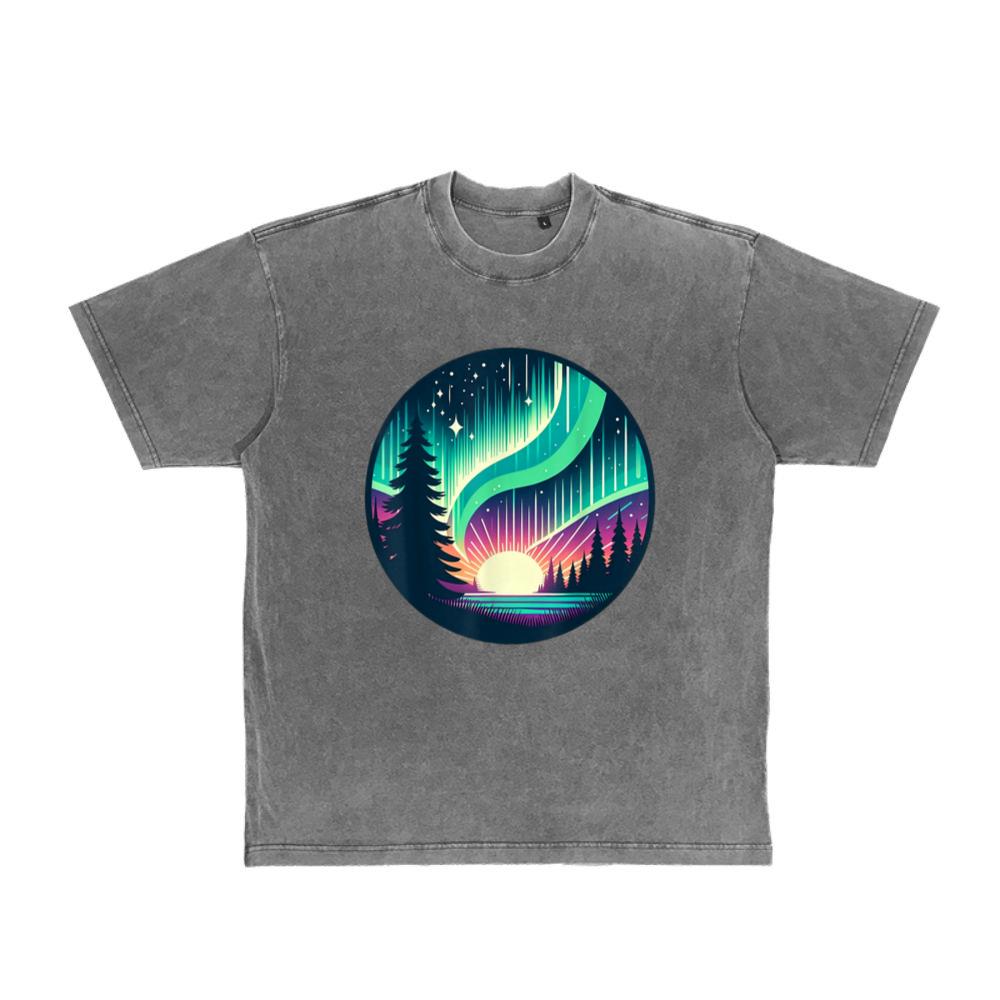Northern Lights Retro Aurora Men Women Kids Celestial Sky T-Shirt 