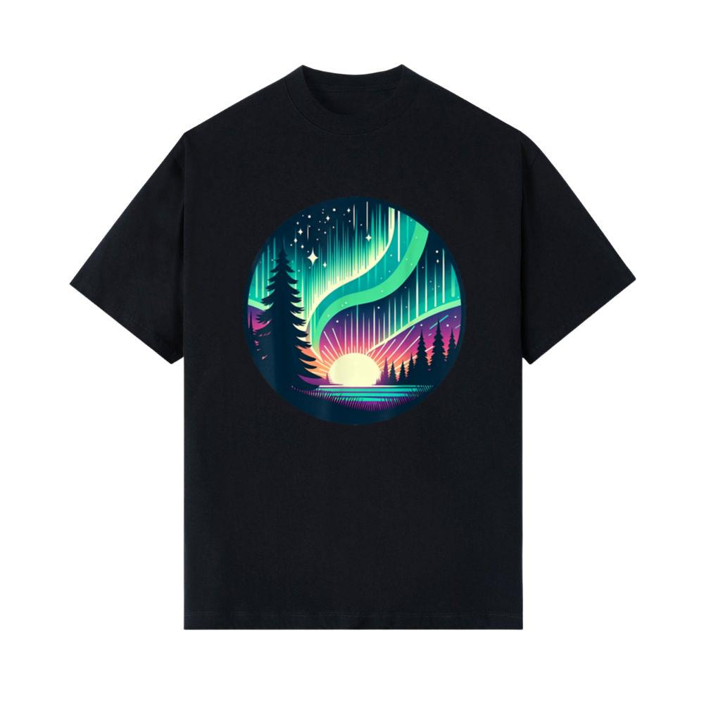 Northern Lights Retro Aurora Men Women Kids Celestial Sky T-Shirt