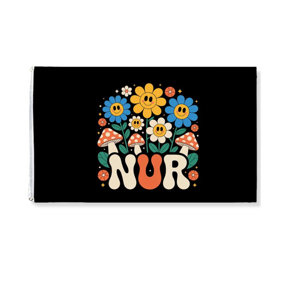 Nur Retro Flower Cartoon Design Flat