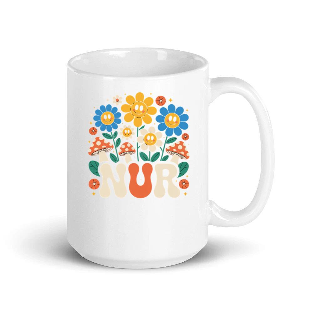 Nur Retro Flower Cartoon Design Mug
