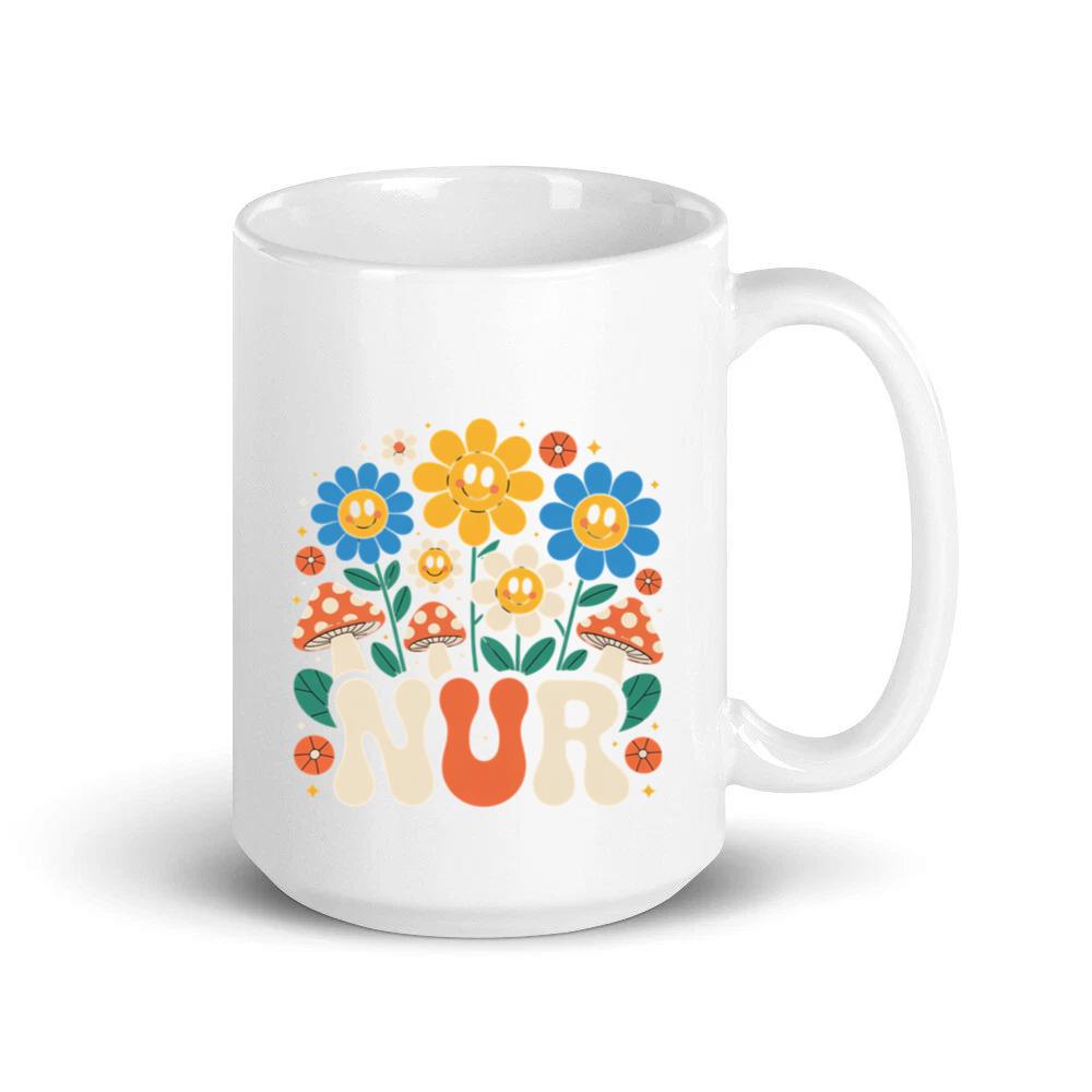 Nur Retro Flower Cartoon Design Mug