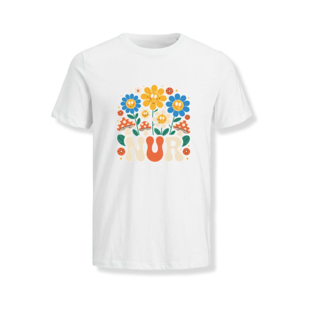Nur Retro Flower Cartoon Design T-Shirt
