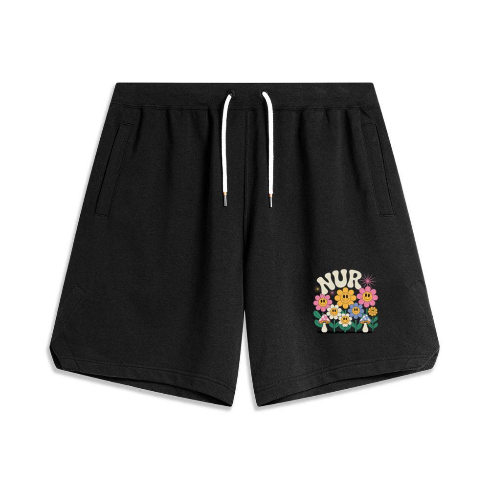 Nursery Garden Smiley Flowers Retro Graphic for a Cheerful Mood Men's Basketball Shorts