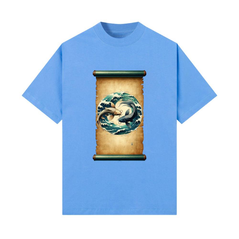Ocean Animal Papyrus Scroll Japanese Art Fish Carp T-Shirt