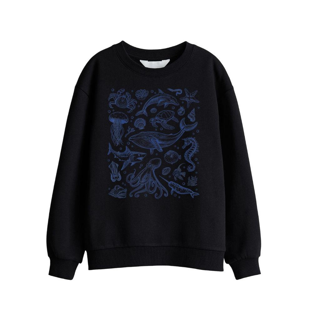 Ocean Life Sea Aesthetic Dolphin Beach 90s Vintage Graphic T-Shirt (1) Sweatshirt