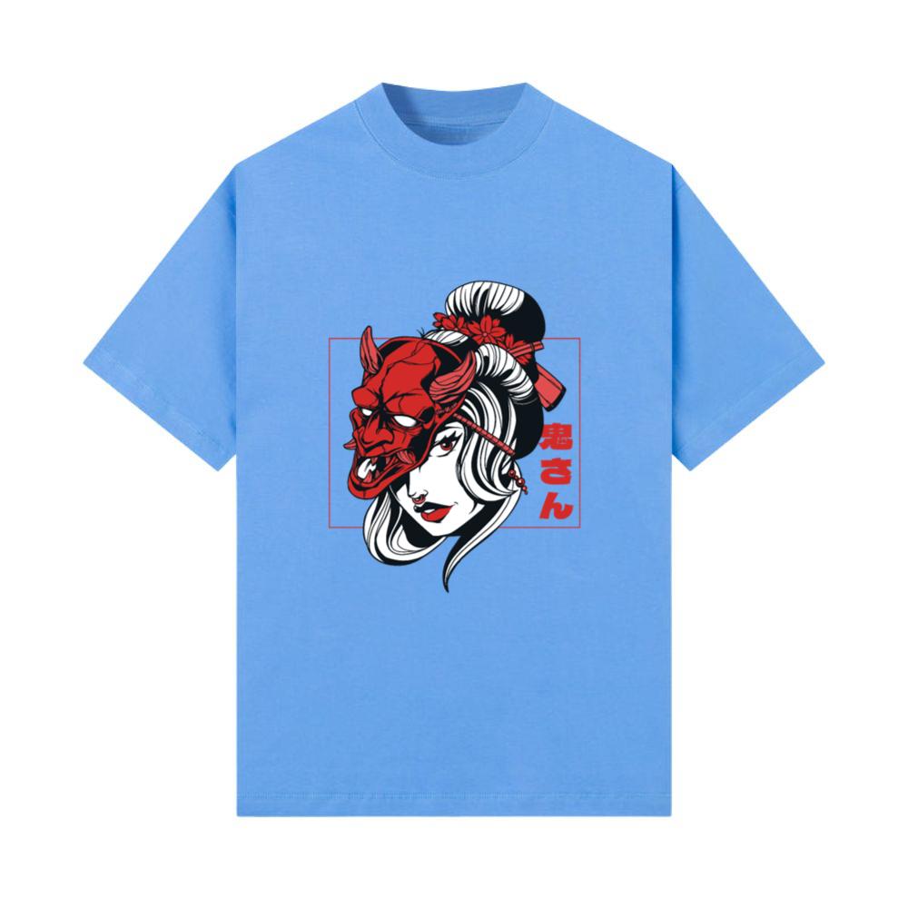 Oni Mask Samurai Demon Girl Japanese Anime Shinobi T-Shirt