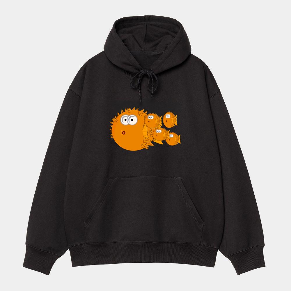 Orange Pufferfish Family Hoodie