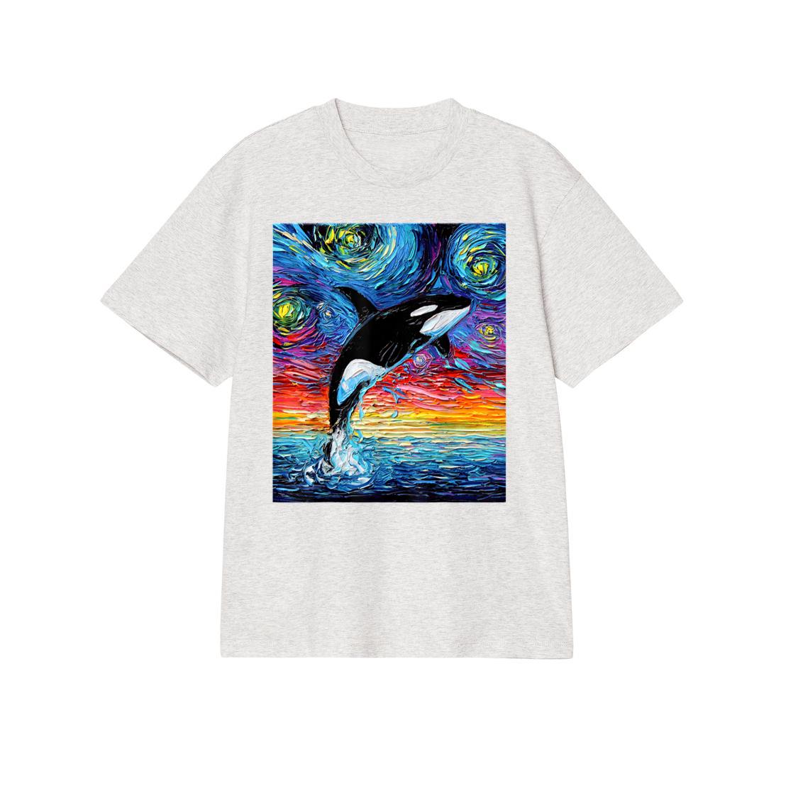 Orca Killer Whale Starry Night Colorful Ocean Art by Aja T-Shirt