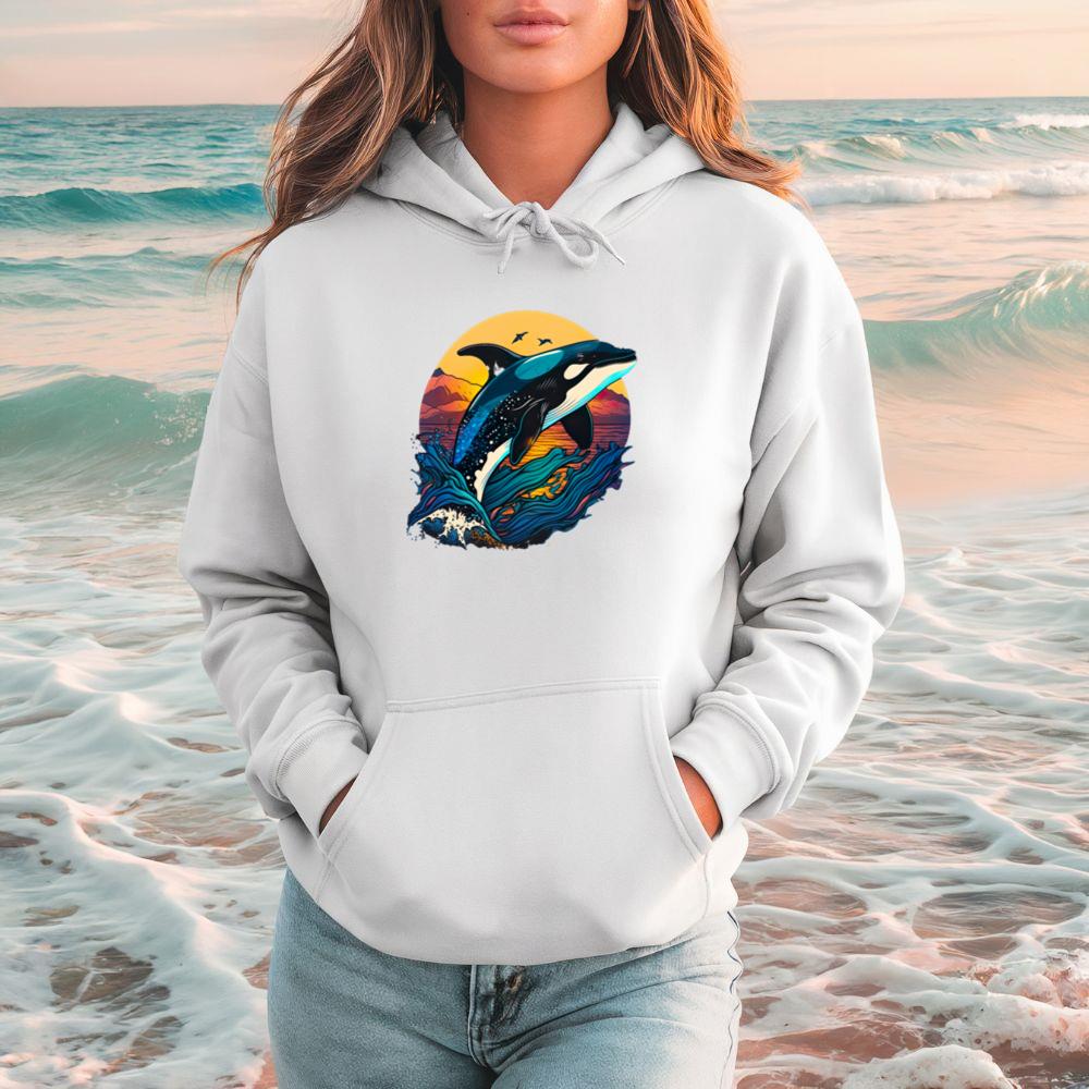 Orca Ocean Whale Animals Graphic Art Hoodie
