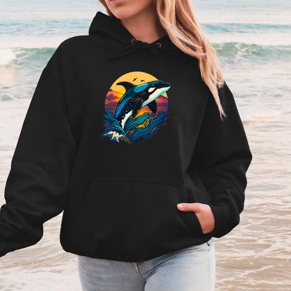 Orca Ocean Whale Animals Graphic Art Hoodie