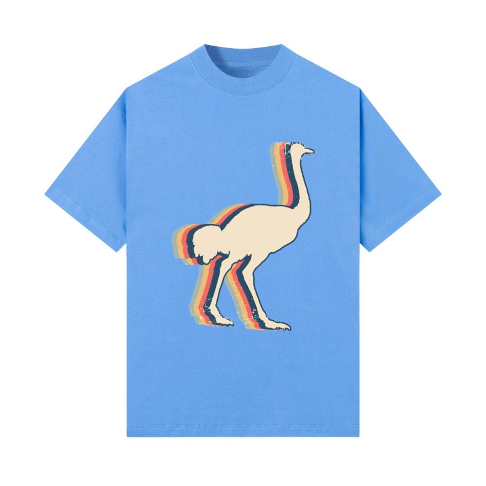 Ostrich Animal Retro Line Art T-Shirt