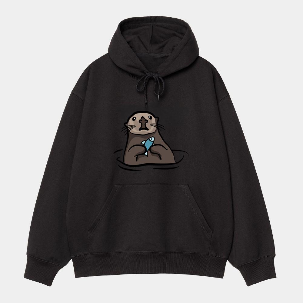 Otter Holding Fish Hoodie