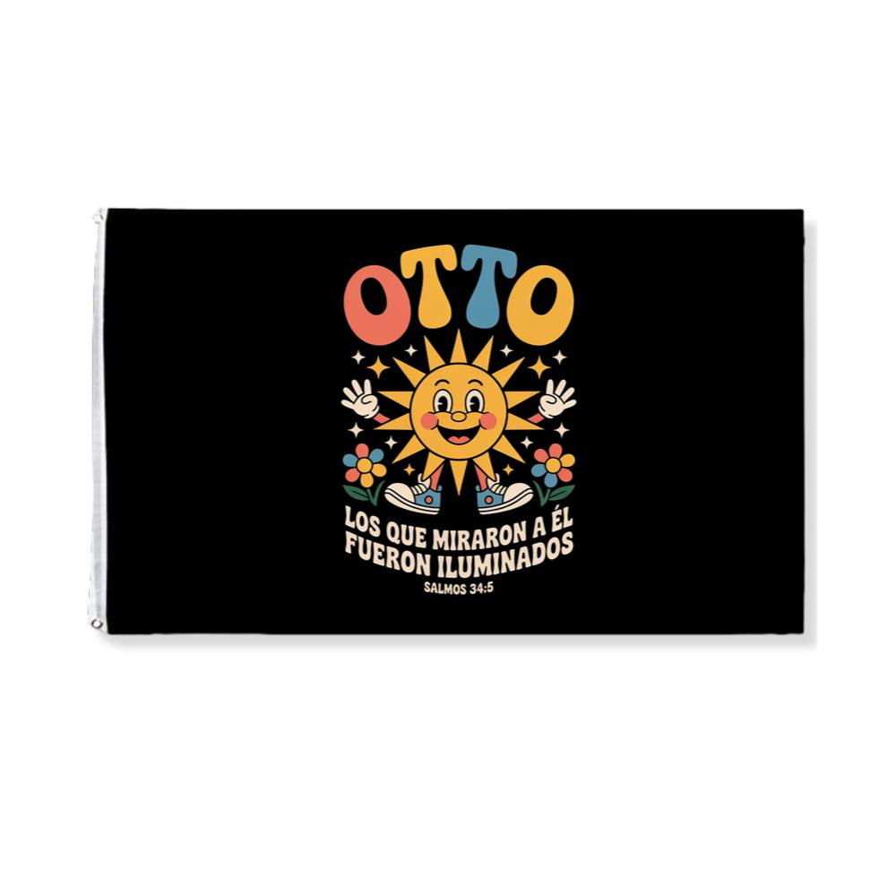 Otto Sunshine Retro Artwork with Positive Spanish Quote Design Flag