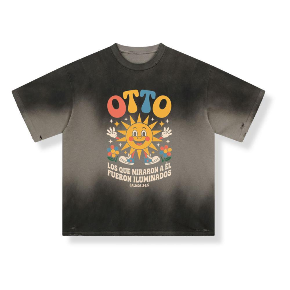 Otto Sunshine Retro Artwork with Positive Spanish Quote Design T-Shirt - Image 3