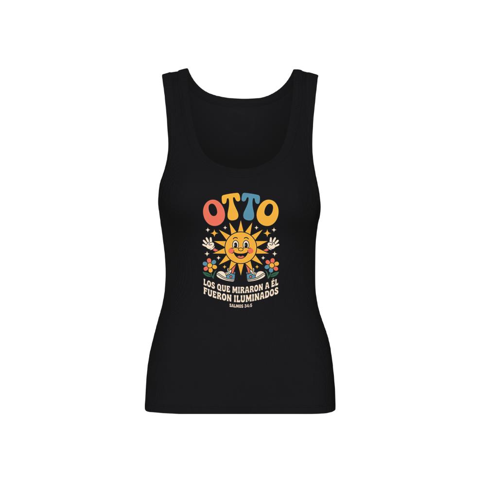 Otto Sunshine Retro Artwork with Positive Spanish Quote Design Tank Top