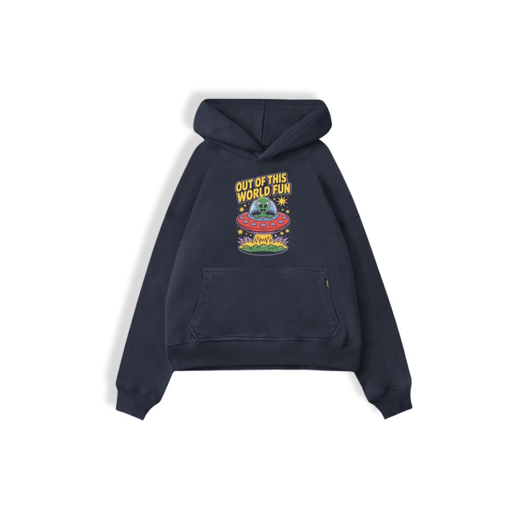 Out of This World Fun Alien Spaceship Retro Graphic Hoodie - Image 2
