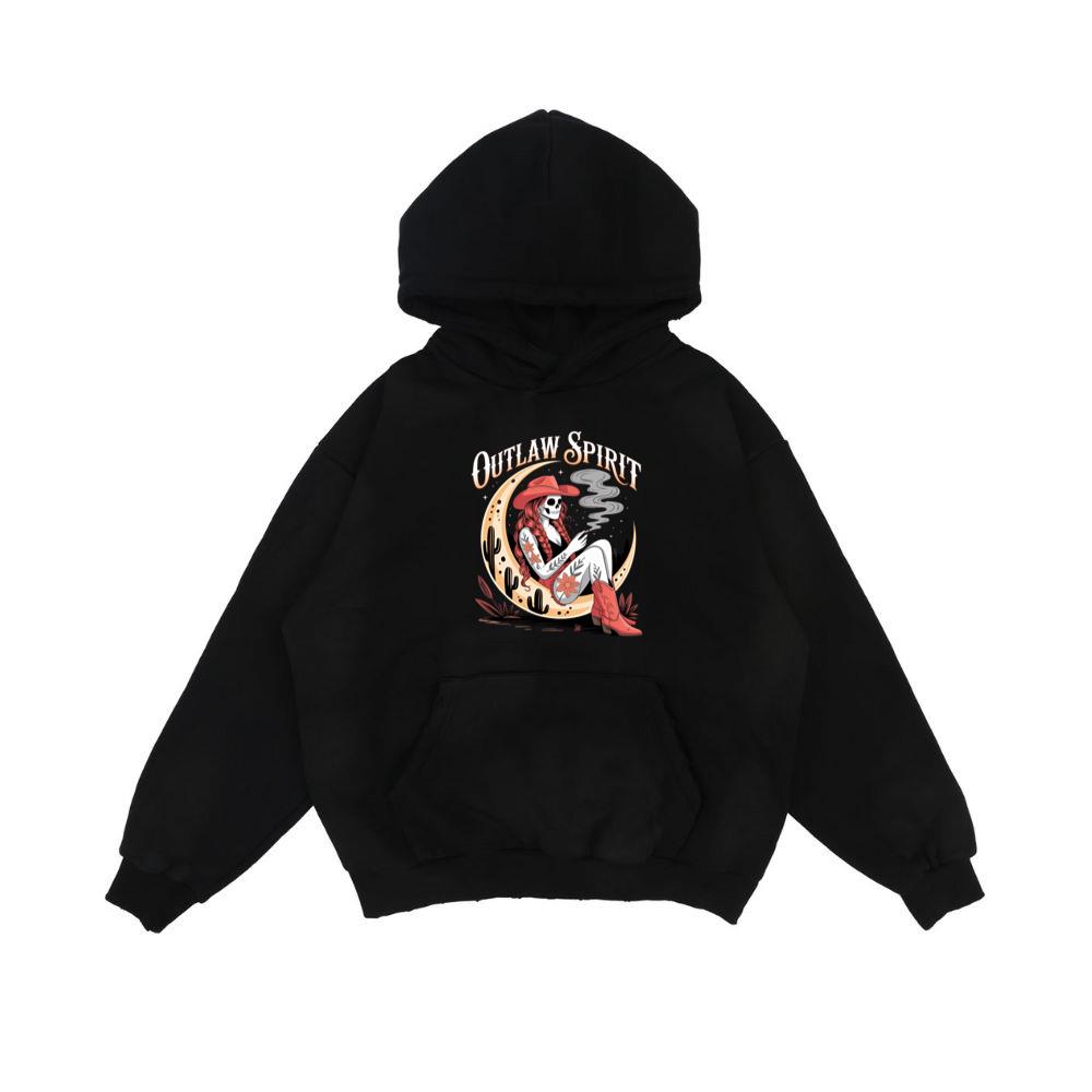 Outlaw Spirit Cowgirl Skeleton Western Style Hoodie