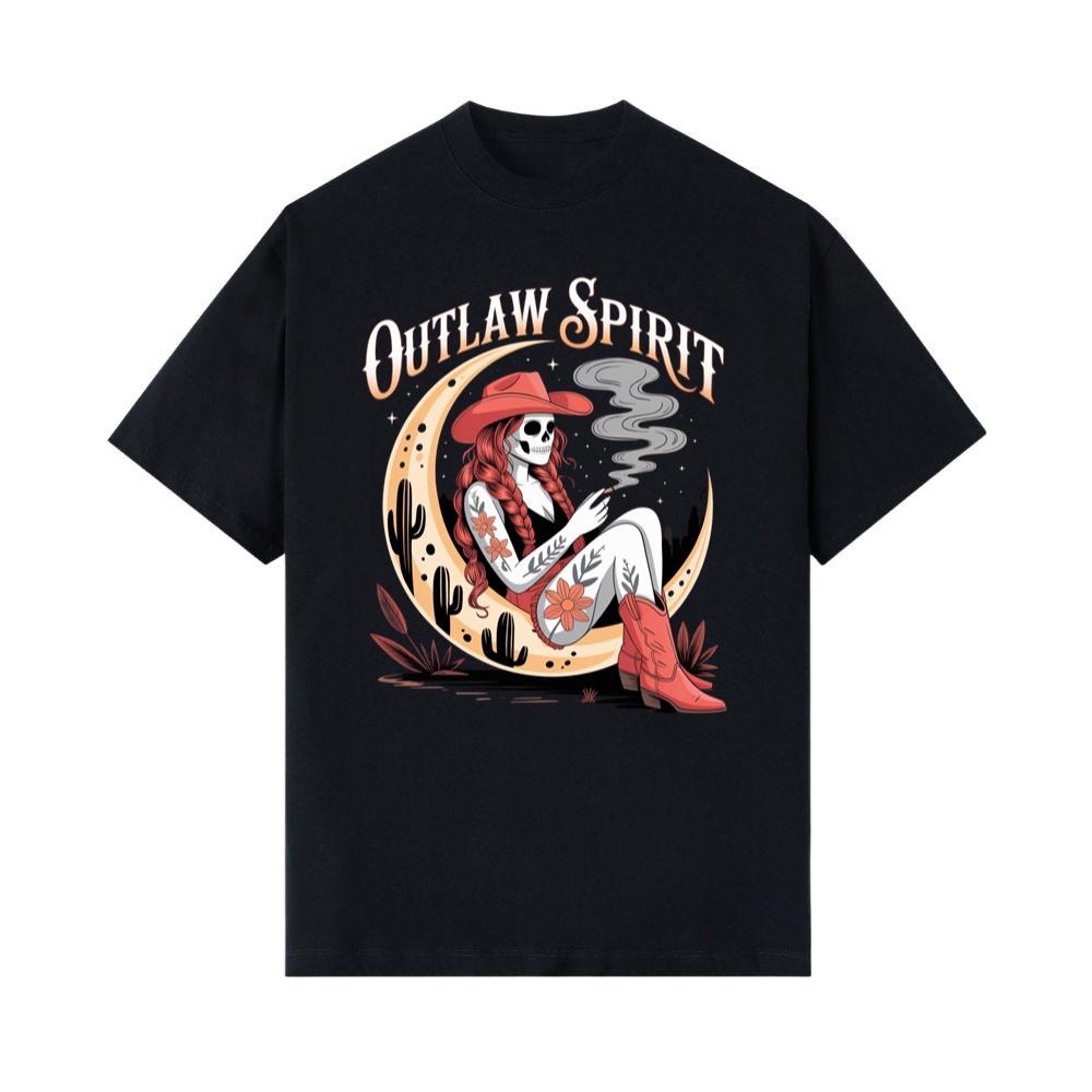 Outlaw Spirit Cowgirl Skeleton Western Style T-Shirt