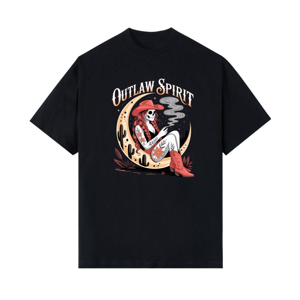 Outlaw Spirit Cowgirl Skeleton Western Style T-Shirt