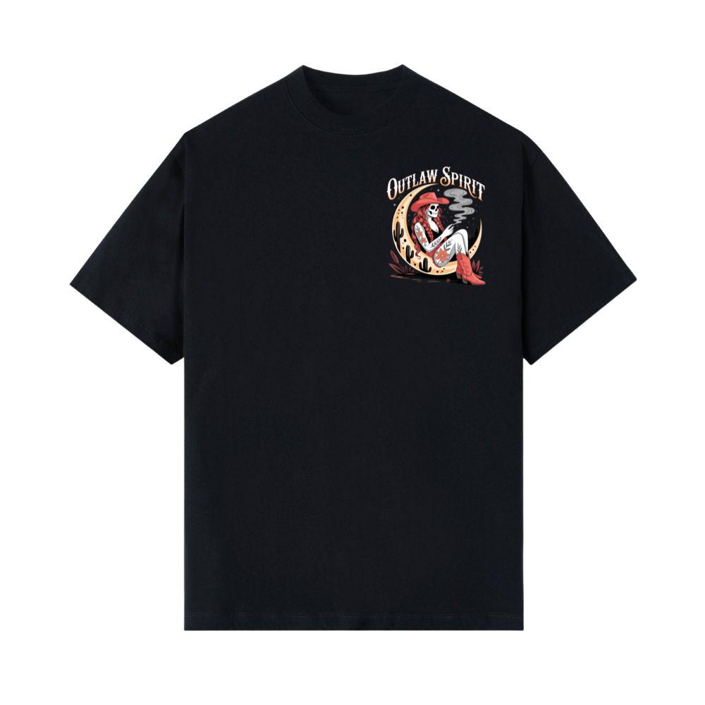 Outlaw Spirit Cowgirl Skeleton Western Style T-Shirt