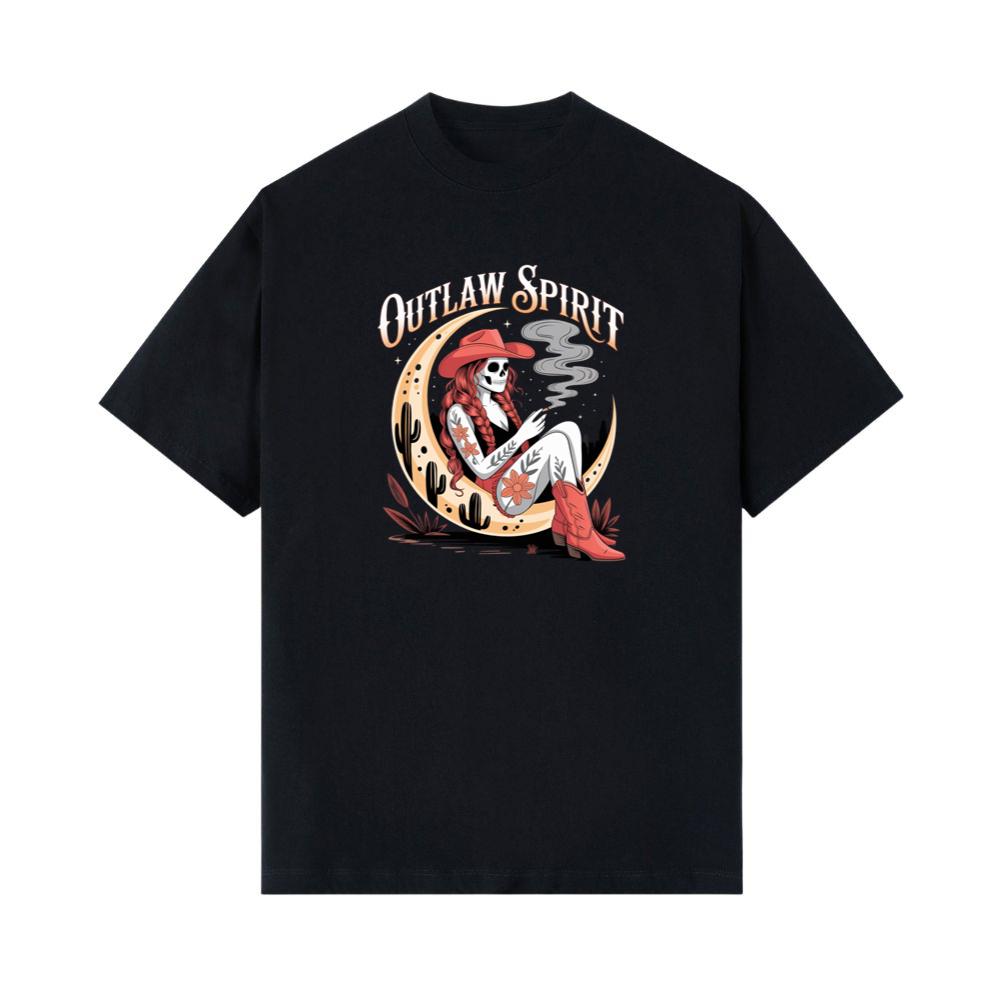 Outlaw Spirit Cowgirl Skeleton Western Style T-Shirt