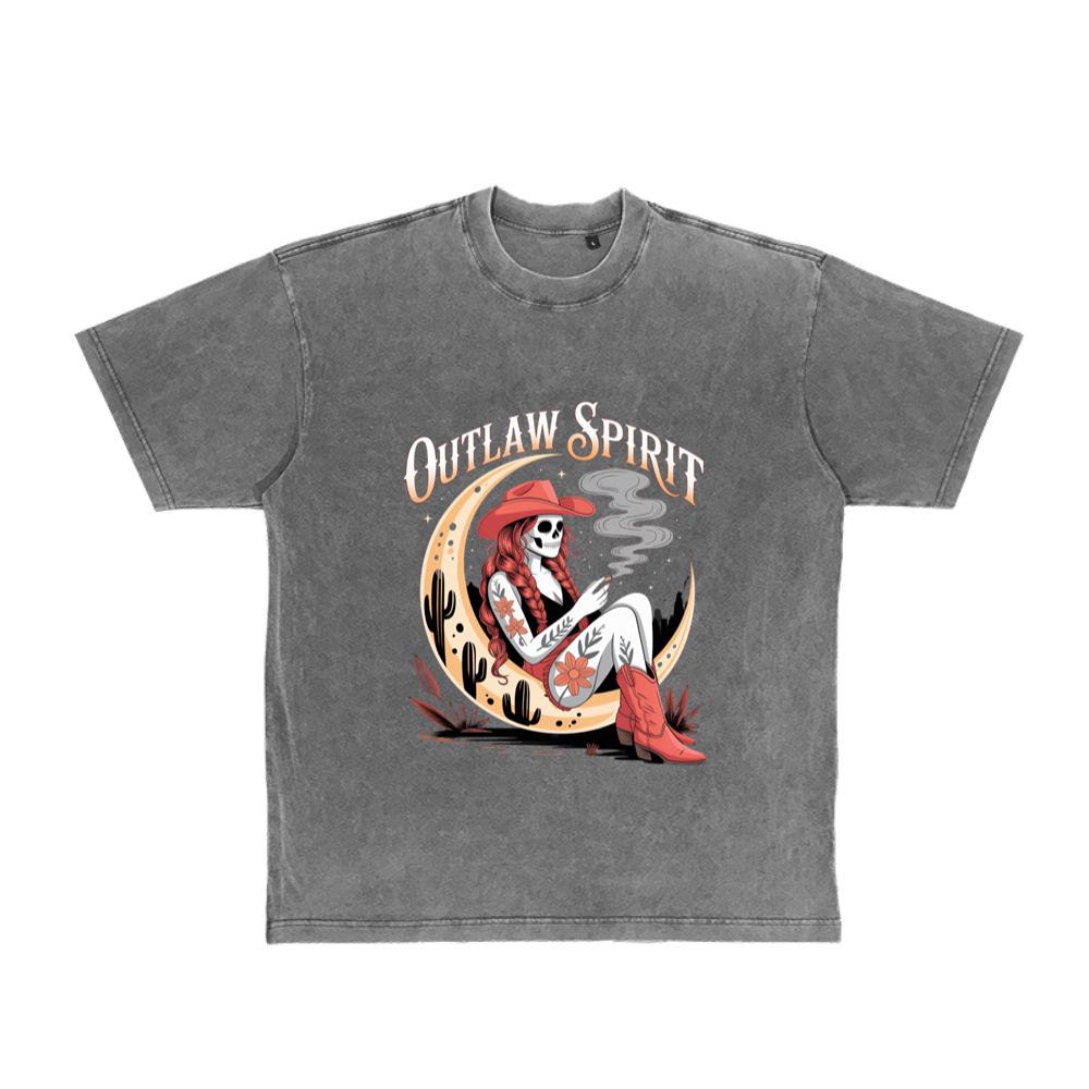 Outlaw Spirit Cowgirl Skeleton Western Style T-Shirt