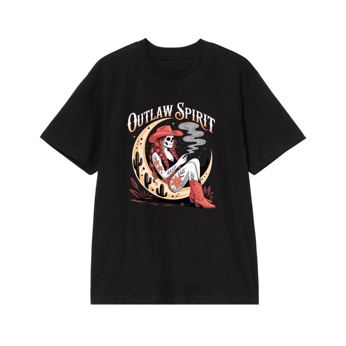Outlaw Spirit Cowgirl Skeleton Western Style T-Shirt