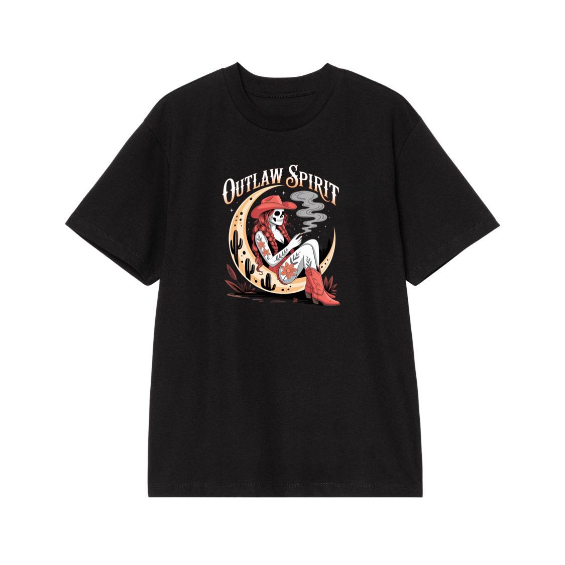 Outlaw Spirit Cowgirl Skeleton Western Style T-Shirt