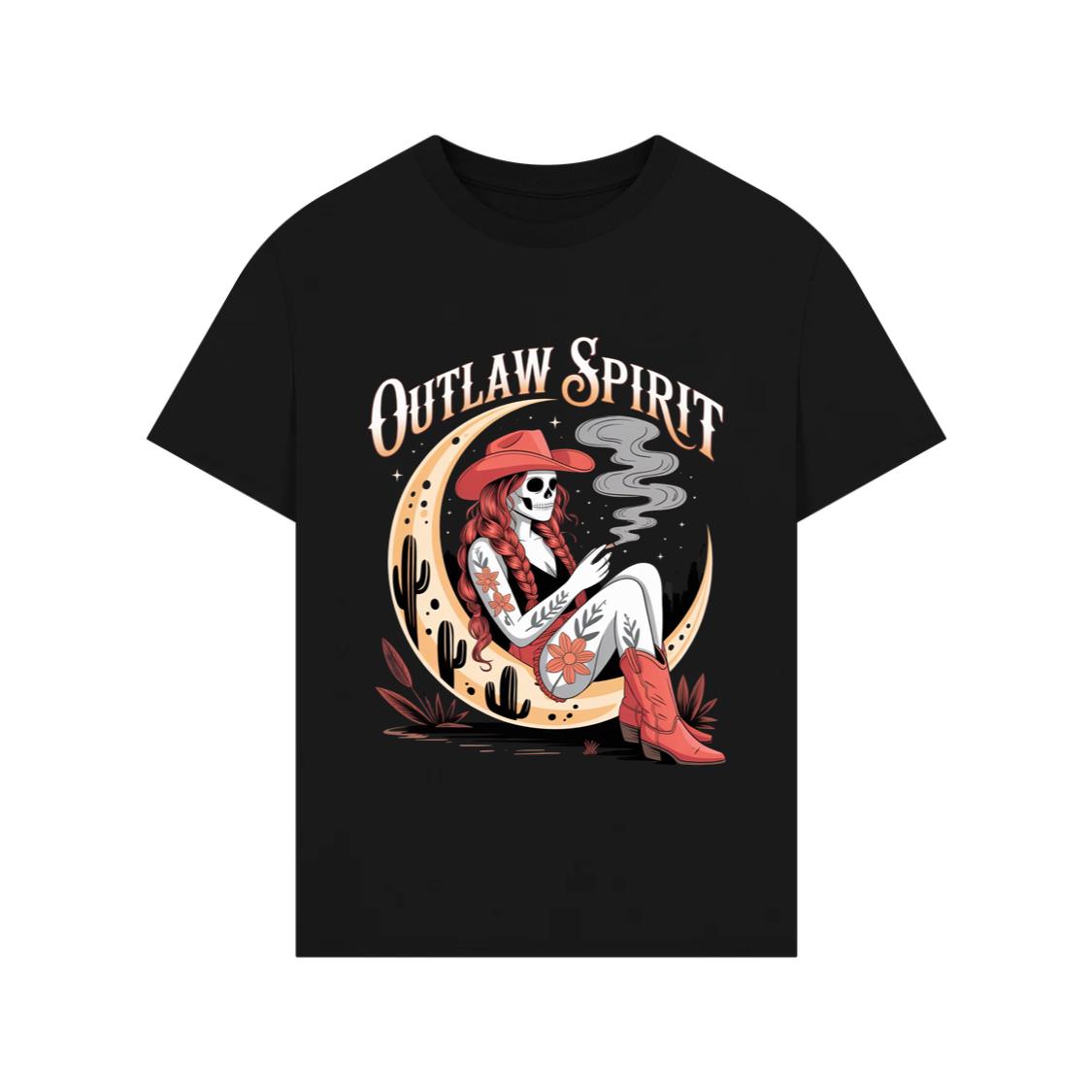 Outlaw Spirit Cowgirl Skeleton Western Style T-Shirt